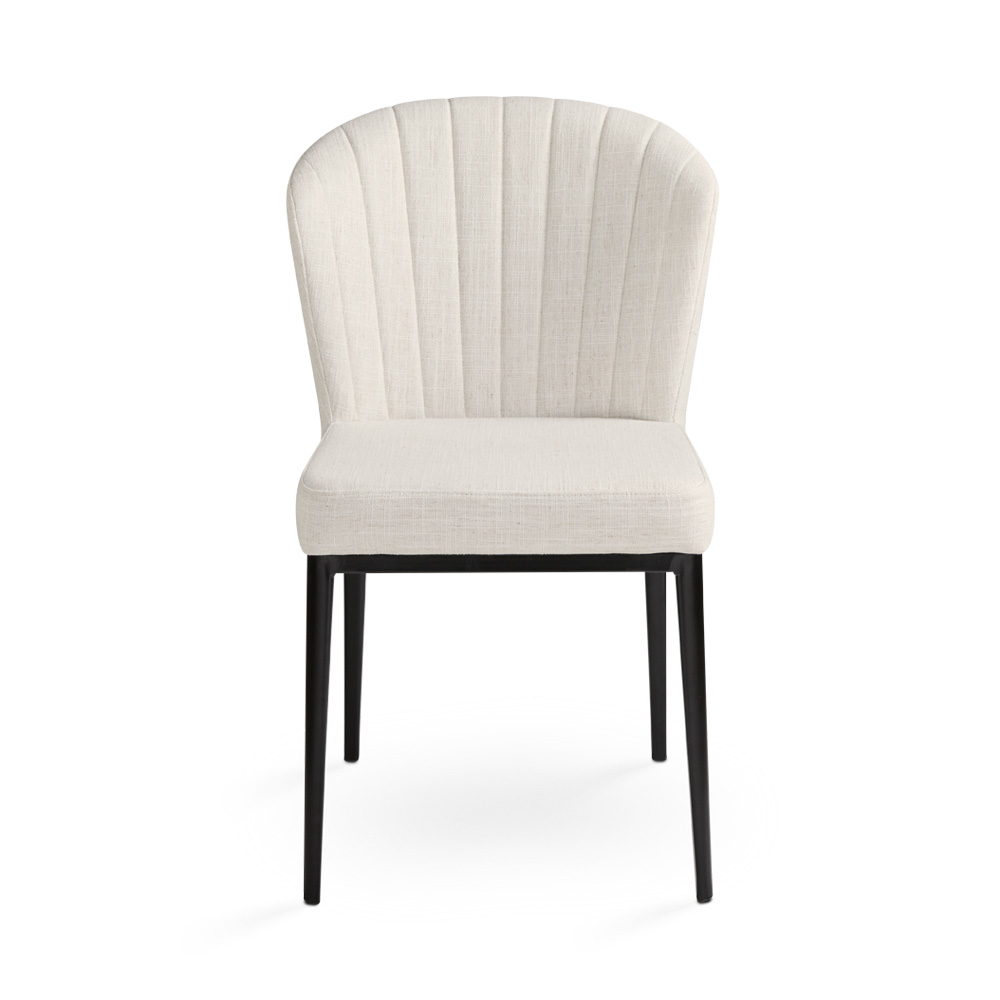 Shell dining chair in beige linen